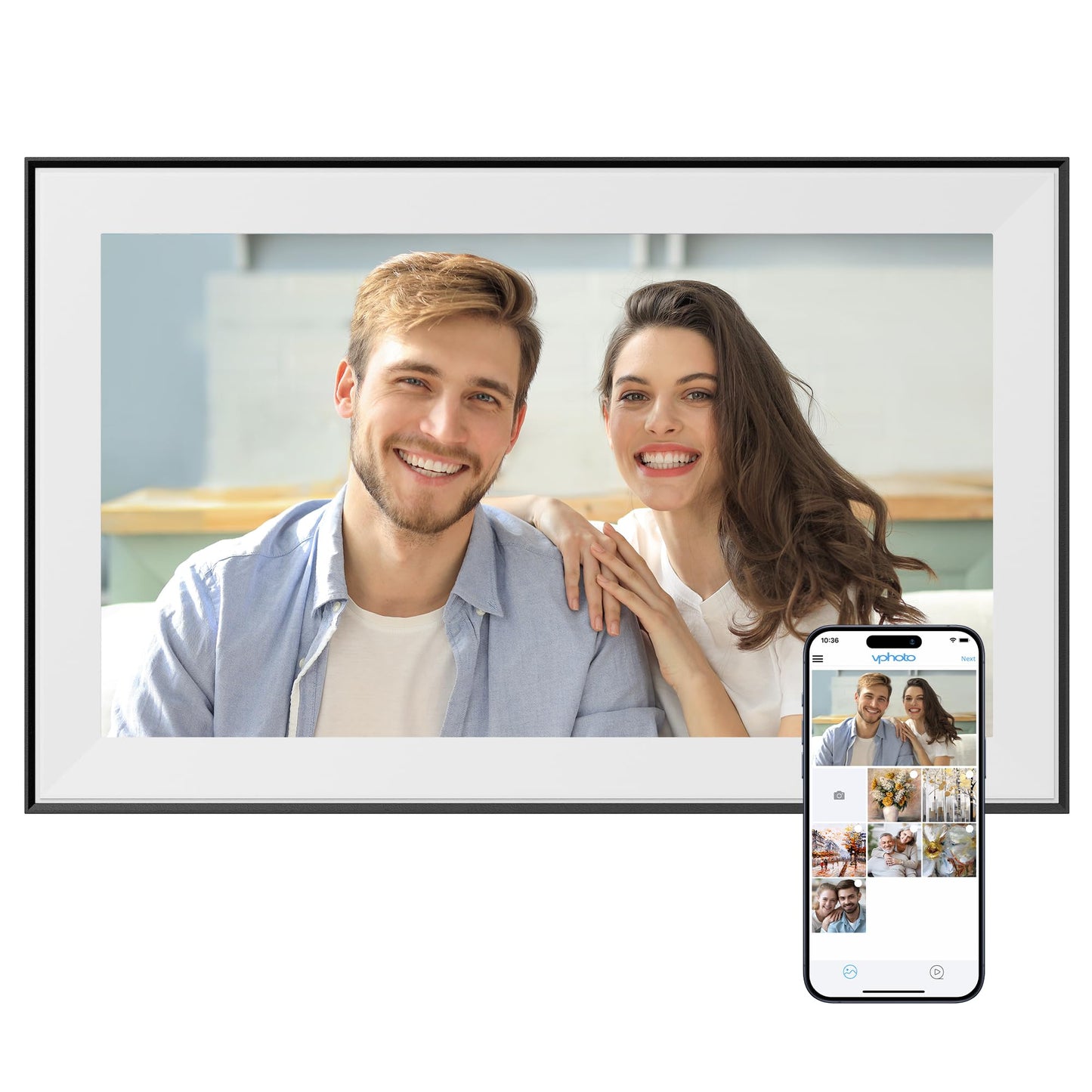 Dragon Touch 10.1'' WIFI Digital Picture Frame - 1280*800 HD IPS Touch Screen Digital Photo Frame Display, Auto-Rotate, Share Photos/Videos Instantly via Free App Best Gifts for Birthday, Wedding, Mom