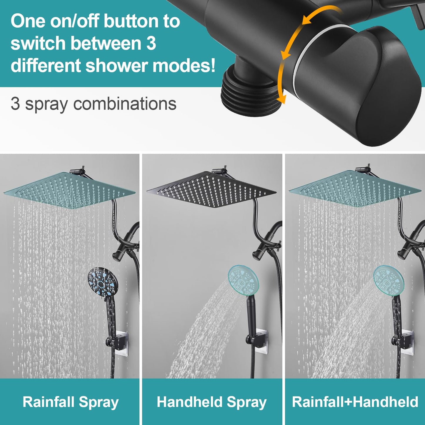 Cobbe 12 Inch All Metal Rain Shower Head, Dual Shower Heads with Handheld Spray Combo - Upgrade Extension Arm Height Adjustable - 9 Spray Filtered Shower Head, Brushed Nickel