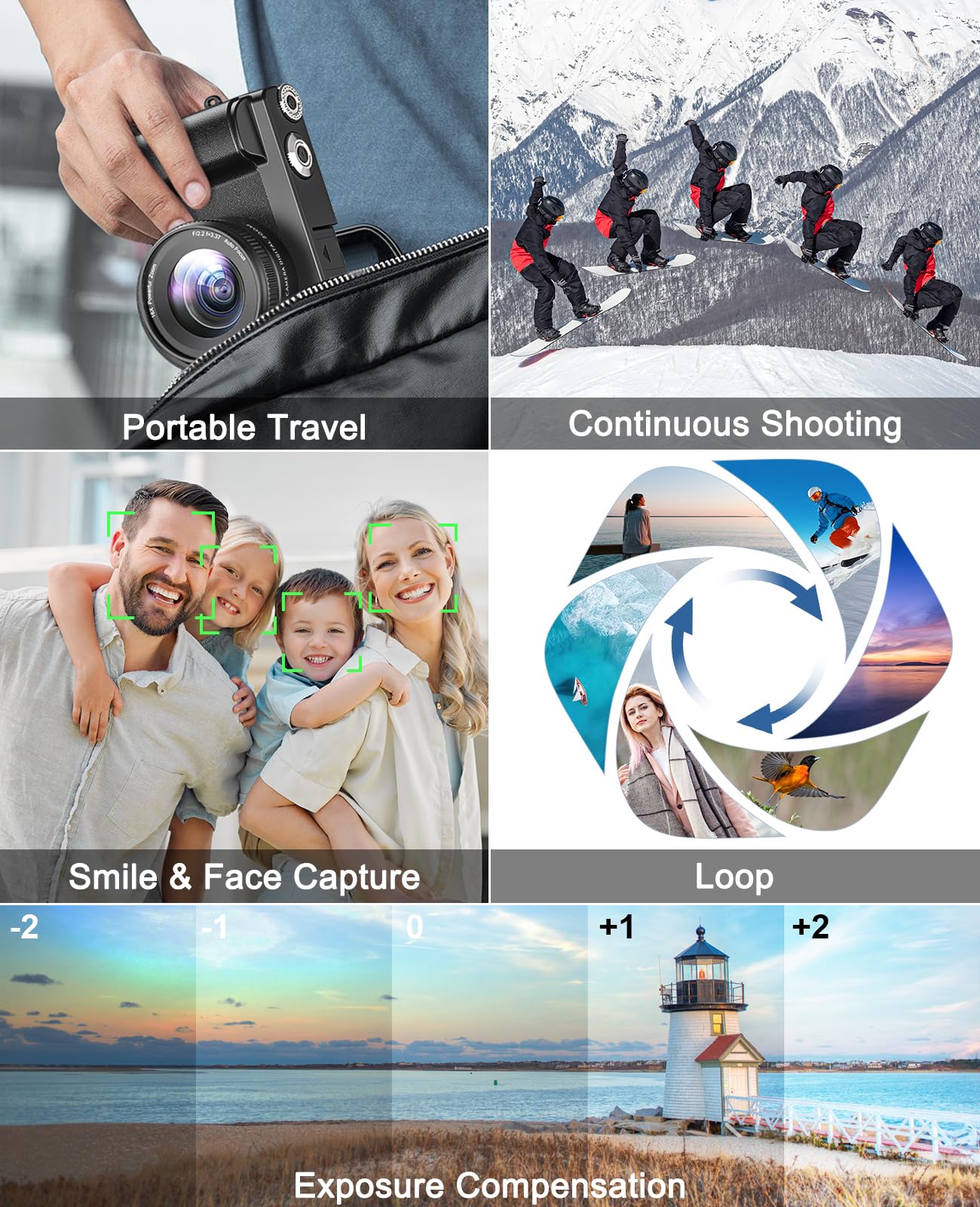 4K Digital Camera for Photography and Video, Autofocus Anti-Shake 48MP Vlogging Camera for YouTube, 3'' 180°Flip Screen Camera with Flash 16X Zoom, Digital Camera with 32GB Card Battery Charger Black