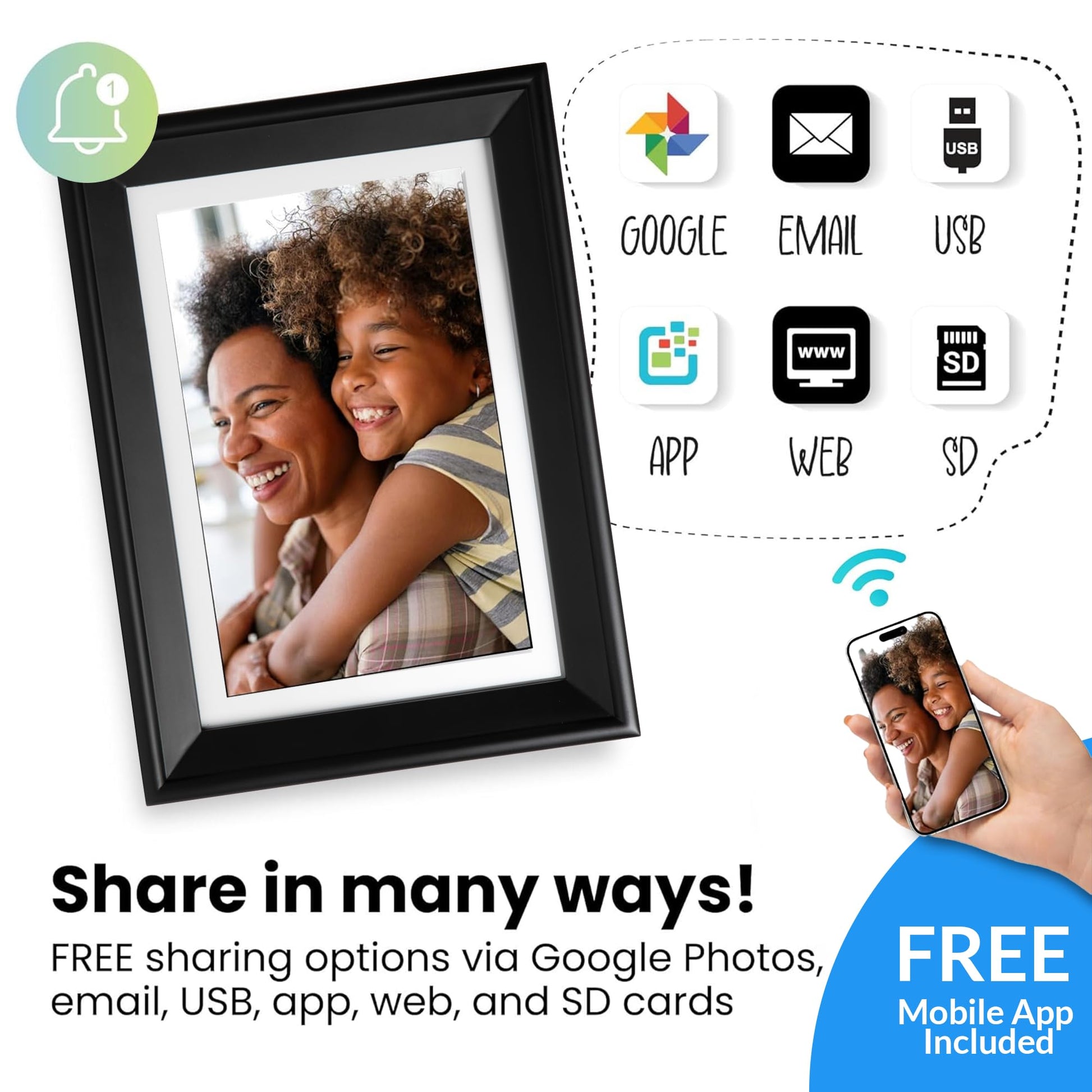 PhotoSpringㅤ 10 inch WiFi Digital Picture Frame | Send Photos by Email, Web or Our Free App | Electronic Picture Frame with Touchscreen &amp; 32GB Internal Memory | Easy Setup | Play Videos up to 5 min