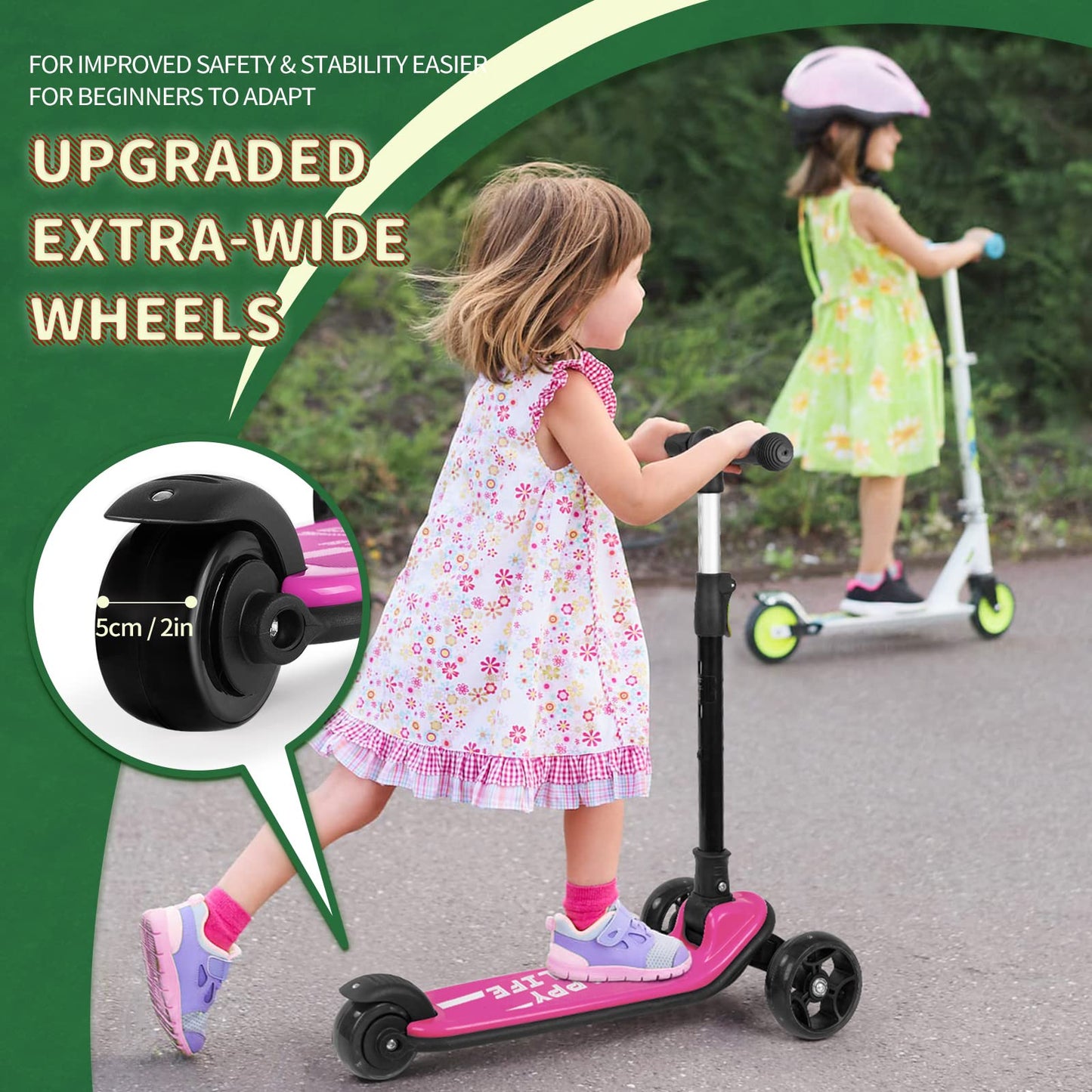 besrey Kick Scooter for Kids Ages 3-10, 3 Wheel Scooter for Kids with Adjustable Height, Folding Kids Scooter with LED Light Wheels Rear Brak Extra Wide Deck Outdoor Activities for Boys/Girls