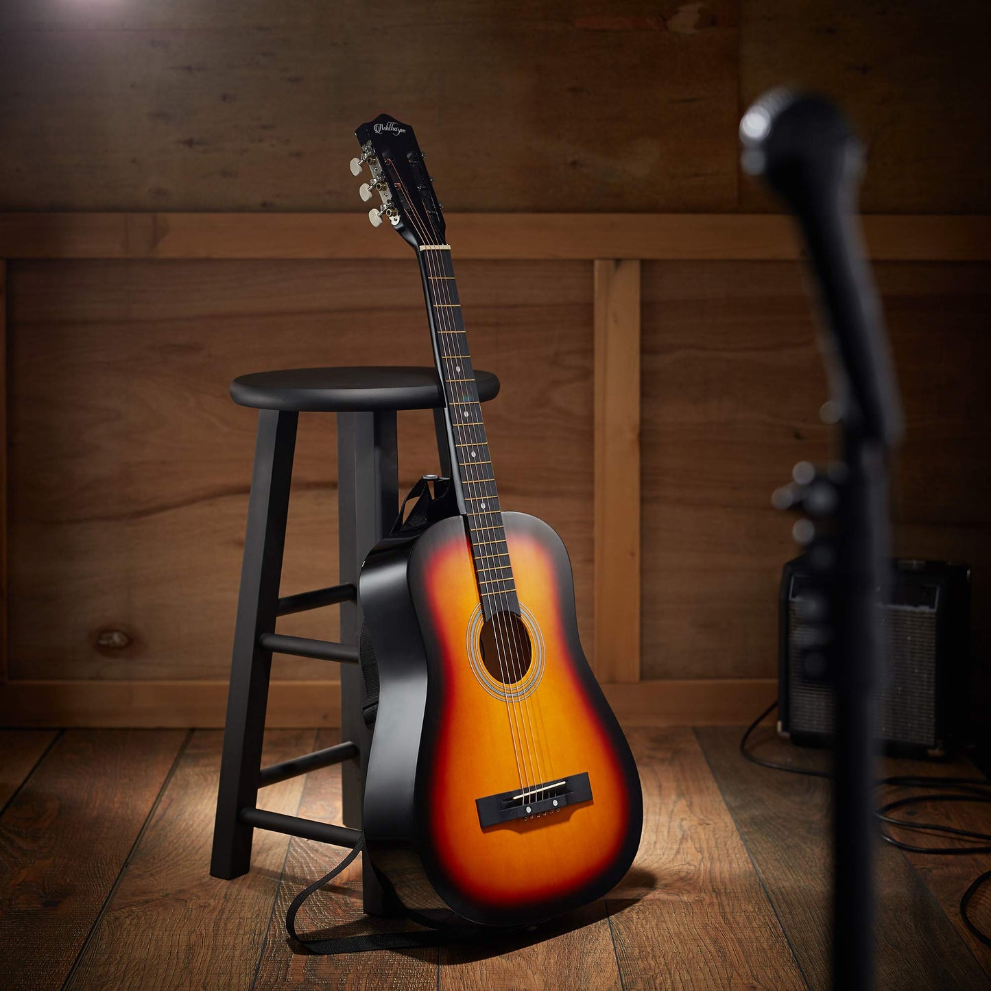 Ashthorpe 30-inch Beginner Acoustic Guitar Package (Black), Basic Starter Kit w/Gig Bag, Strings, Strap, Tuner, Picks