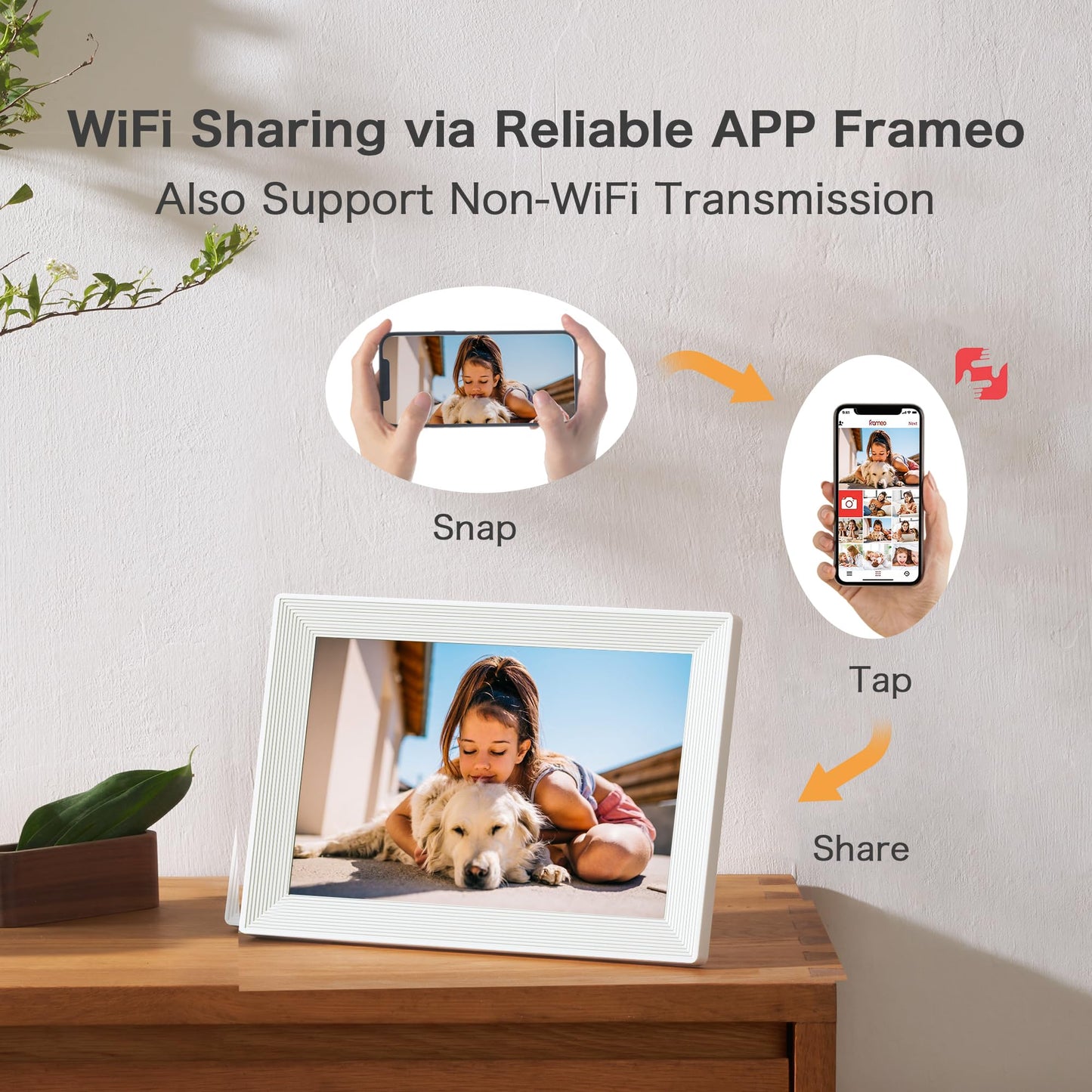 Digital Picture Frame WiFi, 10.1 Inch Frameo Digital Photo Frame 32GB Memory, 1280 * 800 Touch Screen, Auto-Rotate, Share Pictures Videos Instantly, Wedding, Birthday, Gift for Mom, Dad, Grandparents