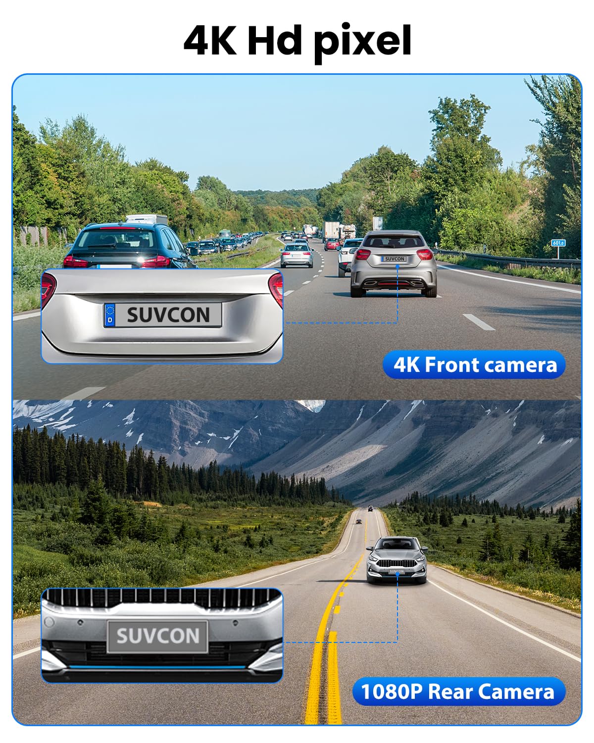 Dash Cam Front and Rear 4K/1080P, Dash Camera for Cars Build in WiFi, Full HD Dash Cam with APP Control, 3.94'' IPS Screen Dash Camera with 32GB SD Card, G-Sensor, 24Hr Parking Mote, Loop Recording