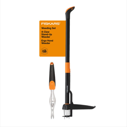 Fiskars 3-Claw Stand Up Weed Puller Tool, Gardening Hand Weeding Tool with 39" Long Ergonomic Handle with Easy-Eject Mechanism