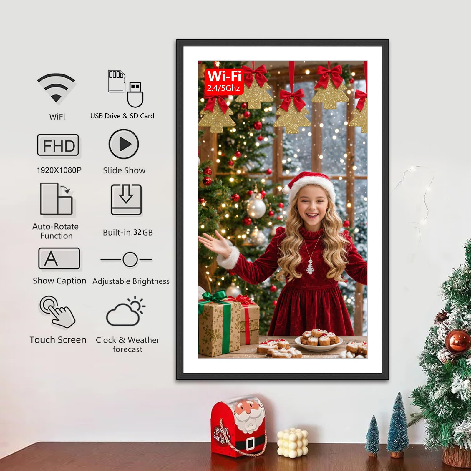 FRAMEO Digital Photo Frame, 10.1 Inch WiFi Digital Picture Frame with 1280x800 IPS HD Touch Screen, 32GB Storage Auto-Rotate Wall Mountable Easy Share Photos or Videos via Frameo App from Anywhere