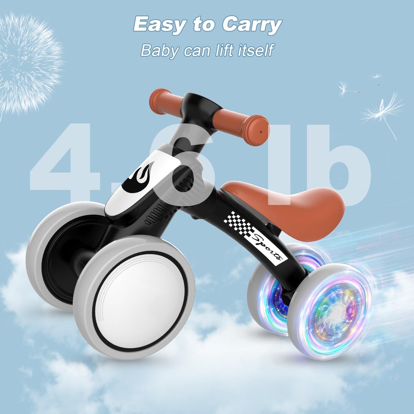 Colorful Lighting Baby Balance Bike Toys for 1 Year Old Boy Gifts, 10-36 Month Toddler Balance Bike, No Pedal 4 Silence Wheels &amp; Soft Seat First Bike, One Year Old Boy Birthday Gift.