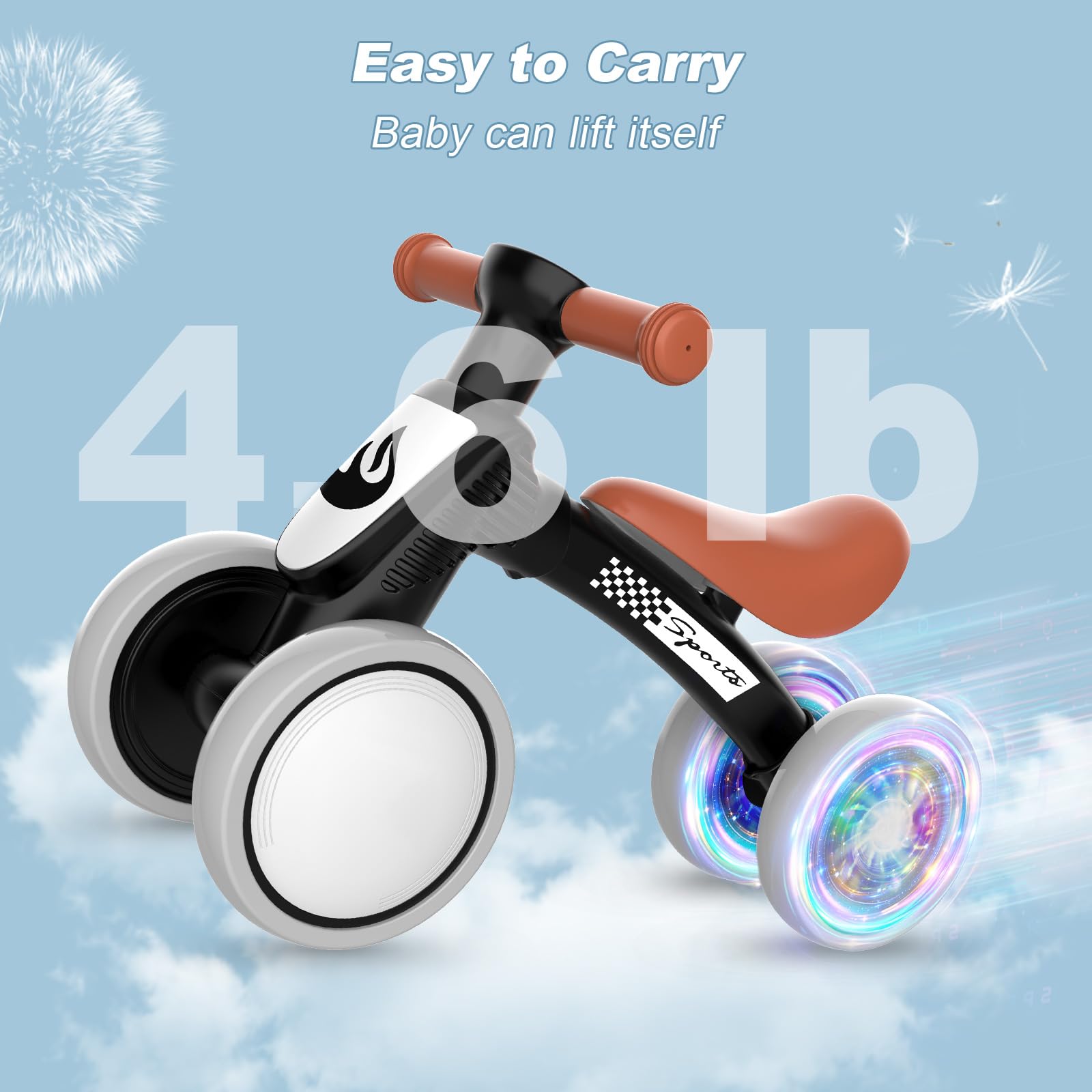 Colorful Lighting Baby Balance Bike Toys for 1 Year Old Boy Gifts, 10-36 Month Toddler Balance Bike, No Pedal 4 Silence Wheels &amp; Soft Seat First Bike, One Year Old Boy Birthday Gift.